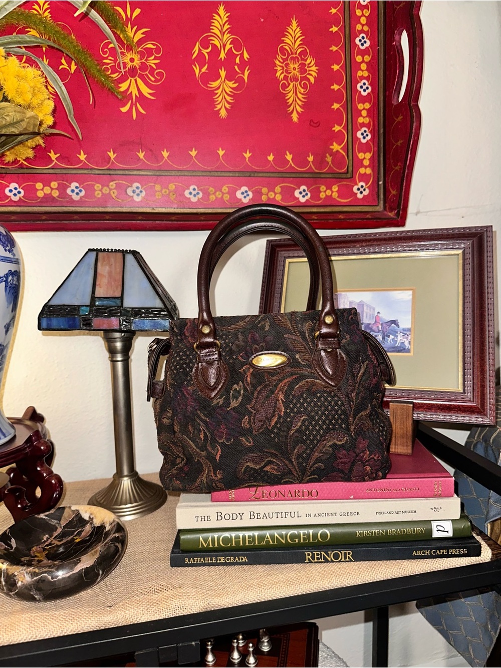 Vintage Liz Claiborne Paisley Tapestry Satchel